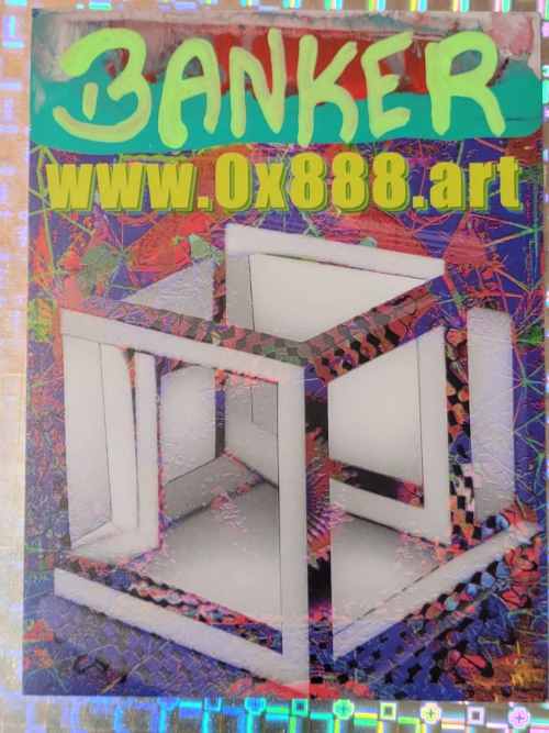 0x888 Stickers for sale. Unique artist-designed sticker featuring a 3D cube and vibrant psychedelic background.